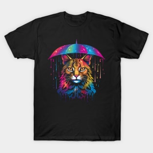 Bobcat Rainy Day With Umbrella T-Shirt